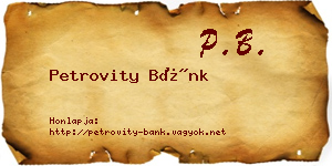 Petrovity Bánk névjegykártya